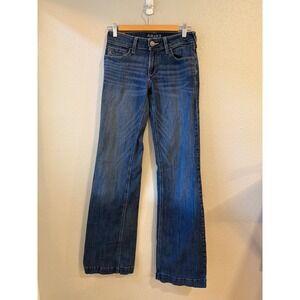 Ariat Trouser Jeans Women 27XL Dark Wash Wide Leg Embroidered Extra Long